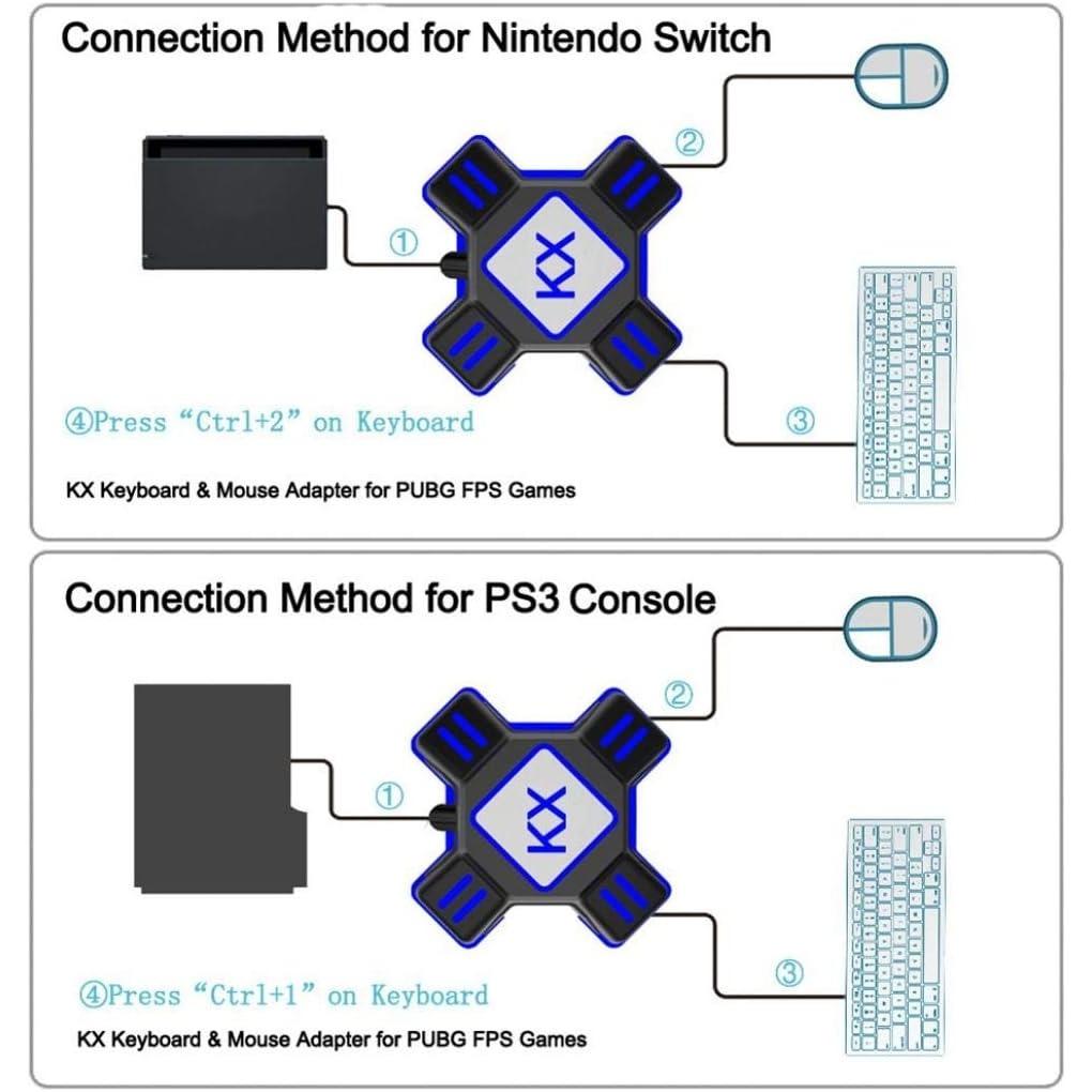 Adaptador Conversor de Teclado e Mouse, Controlador de Gamepad USB FPS Game, Teclado e Mouse Conversor para Nintendo Switch / Xbox One / PS4 / Consoles PS3