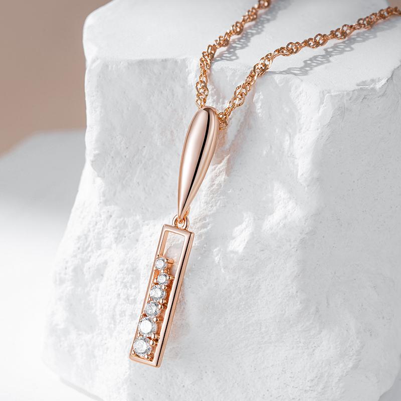 Trend Long Pendant Necklaces For Women  Rose Gold Color With Natural Zircon Accessories Daily Fine Vintage Jewelry