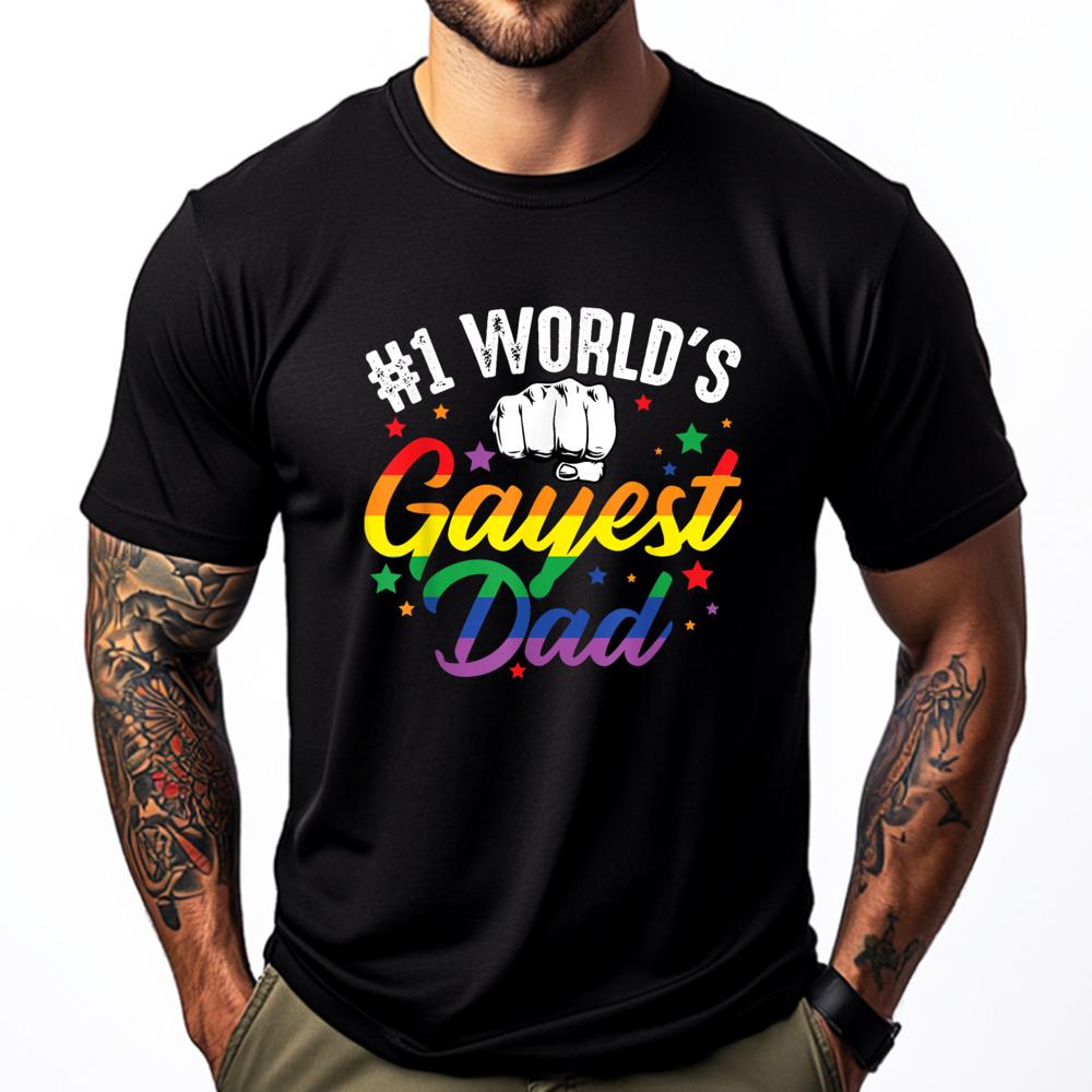 

Lgbt Lesbian Gay Bisexual Trans Pride T Hirts#1 World S Gayest Dad Funny Lgbt Pride Rainbow Luxury Clothing Punk Style - Men ... 5XL різнокольоровий