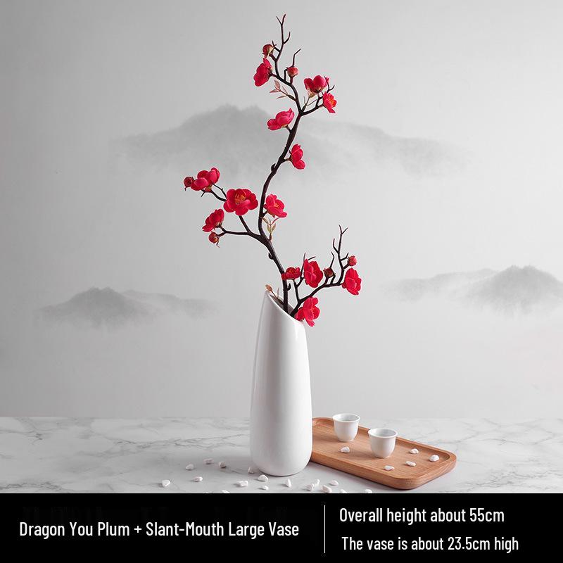 Wintersweet Bonsai Arrangement: Artificial Plum & Peach Blossom Branches for Indoor Living Room Decor