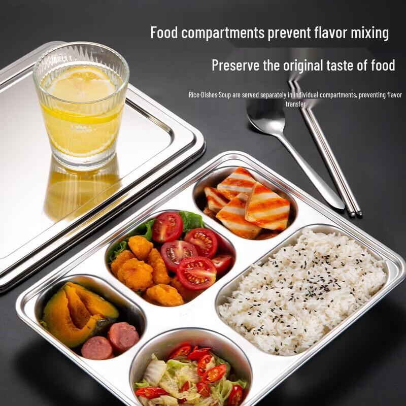 304 Stainless Steel 5-Compartment Meal Tray