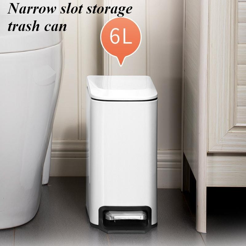 Nordic Waste Bins Bathroom Stainless Steel Pedal Trash Can Square Garbage Can Simple Living Room Modern Wastebasket with Lid