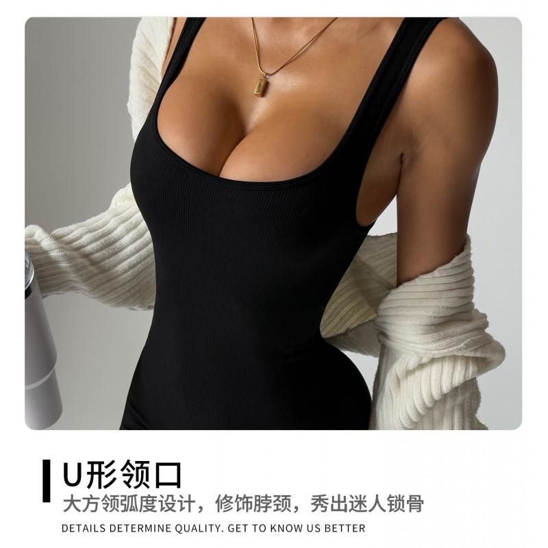 Yoga Jumpsuit Women Sexy Butt Lifting Flared Pants Sleeveless Fitness Bodysuit Gym Workout Activewear