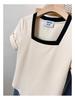 Plus Size Women's Stylish Square Neck Short Sleeve Summer T-shirt - Pure Cotton, Slimming, Up to 200 Jin.