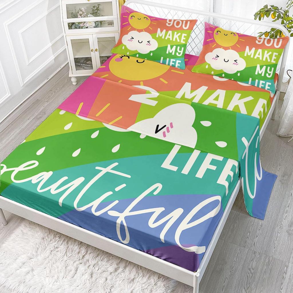 Cartoon Animal Sea Lion Pattern Bed Hat Four-Piece Bedding Set Bedroom Dormitory Bedding Decoration