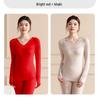 Women's Lace V-Neck Thermal Underwear Set - Slimming, Shaping, Heat-Generating Cotton