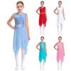 Girls Sleeveless Spandex Mesh Criss Cross Hollow Backless Dance Dress