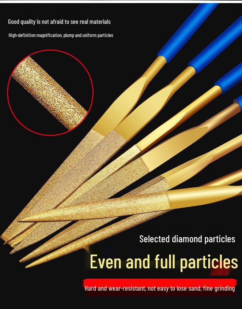 Titanium-Plated Diamond Needle Files Set - Mini Scraper and Grinding Tools Assortment