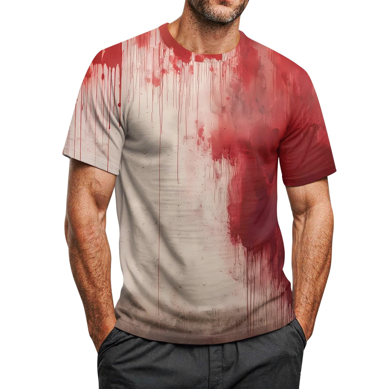 

Мужская футболка с принтом на Хэллоуин, с круглым вырезом, рукавами реглан и короткими рукавами XL красный