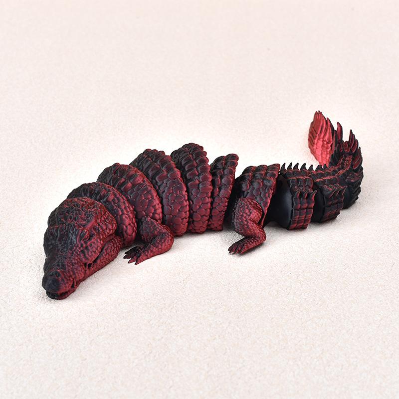 

3D Printed Crocodile Can Open Mouth Articulated Body Model Mini Toy Joint Movable Articulated Figurin Desktop Ornament Kids Gift 21cm красный черный
