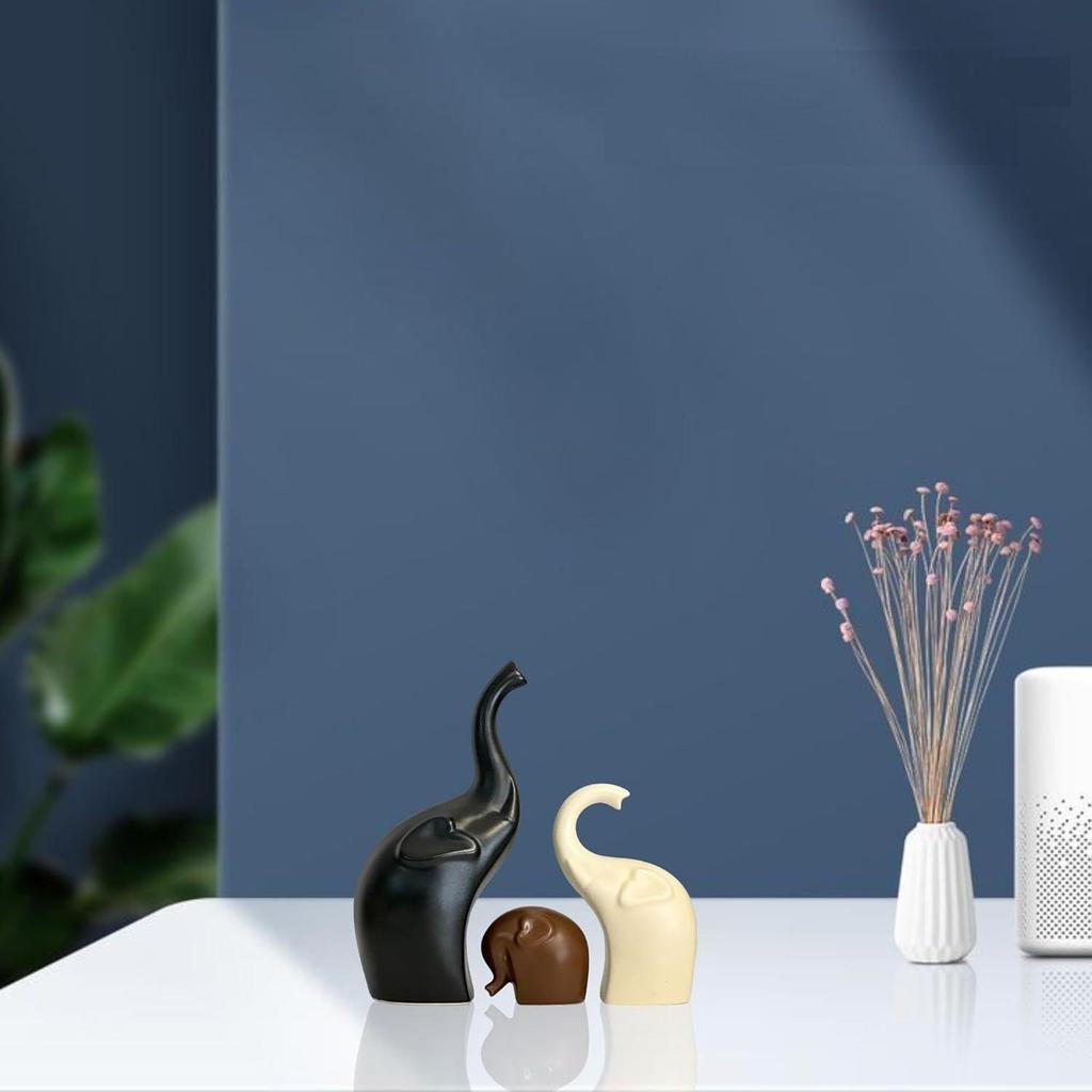 Rodina slonů Matný povrch Keramické figurky | Domácí dekorace Obývací pokoj Dekorativní předměty Umělecké kousky Dárky na kolaudaci pro nový domov |