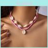 Style Layered Shell Beach Necklace With Geometric Pendant For Summer Fashion