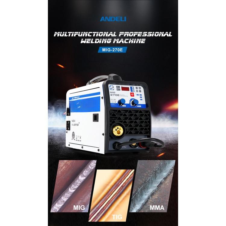 220V IP21S MIG-270E MIG/LIFT TIG/MMA 3 IN 1 Multifunctional Portable Intelligent Welding Machine Support No Gas Welders EU Plug