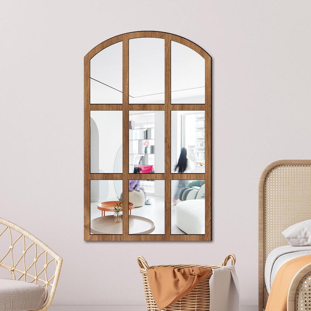 Arched Window Pane Mirror Arch Farmhouse Wall Background Wooden Framed for