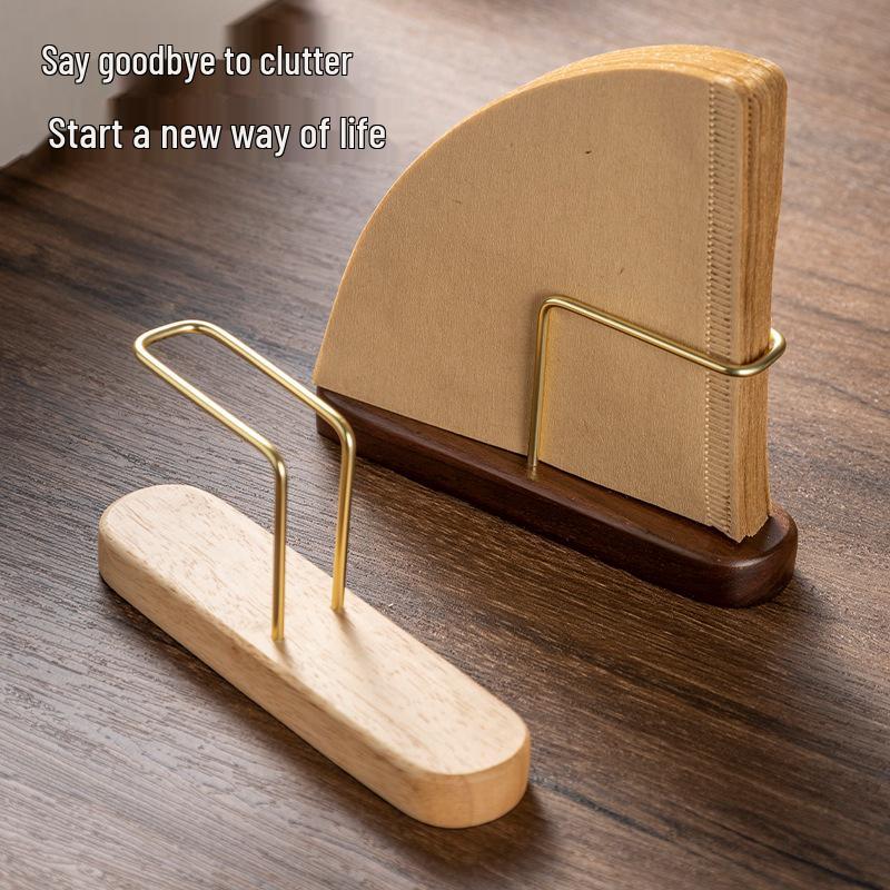 Solid Wood Coffee Filter Paper Holder - Dustproof Vertical Storage Stand