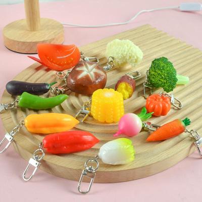 Vegetable Keychain Set: Chili, Broccoli, Garlic Food Pendants - Unique Bag Accessories
