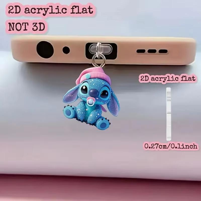 MINISO Stitch Phone Dustproof Plug for IPhone Type-c New Anime 2D Plane Type C Android Charging Port Dustplugs Ornaments Gift