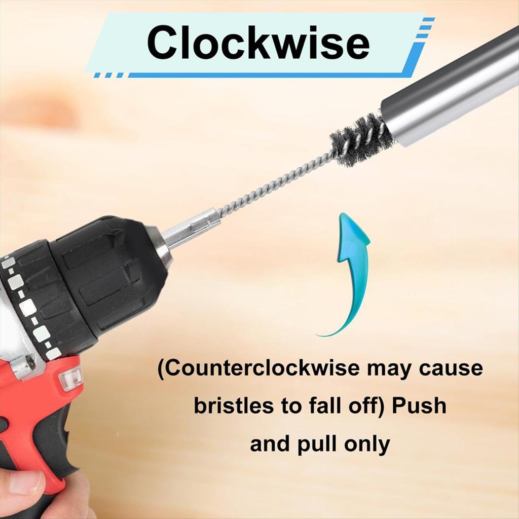 BHBL 8pcs Bore Brush, Stainless Steel Wire Brush Drill Attachments with 1/4 Inch Hex Shank Twisted Wire Cleaning Tools