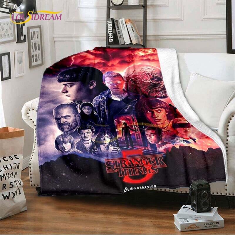 Hot Netflix Movie Stranger Things Blankets for Beds Soft Flannel Blanket Queen Size Home Decor Bedding Cover Kids Gift Picnic