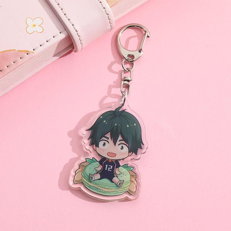 1/12Pcs Anime Character Haikyuu Acrylic Car Keychain Cute Backpack Pendant Funny Bag Charms Accessories Decoration Holiday Gifts