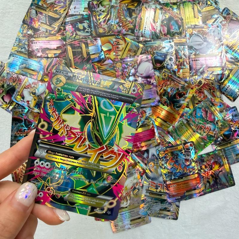 60Pcs Mega Ex Trading Card Collection Flash Mega Evolution Pocket Monster Tcg Anime Battle Game Collectible Toy Gift