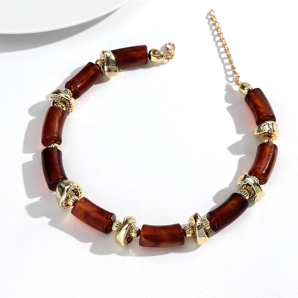 New Colorful Chunky Bamboo Tube Beaded Acrylic Choker for Women Man Statement Elbow Stack Necklace French Trendy Jewelry Gift
