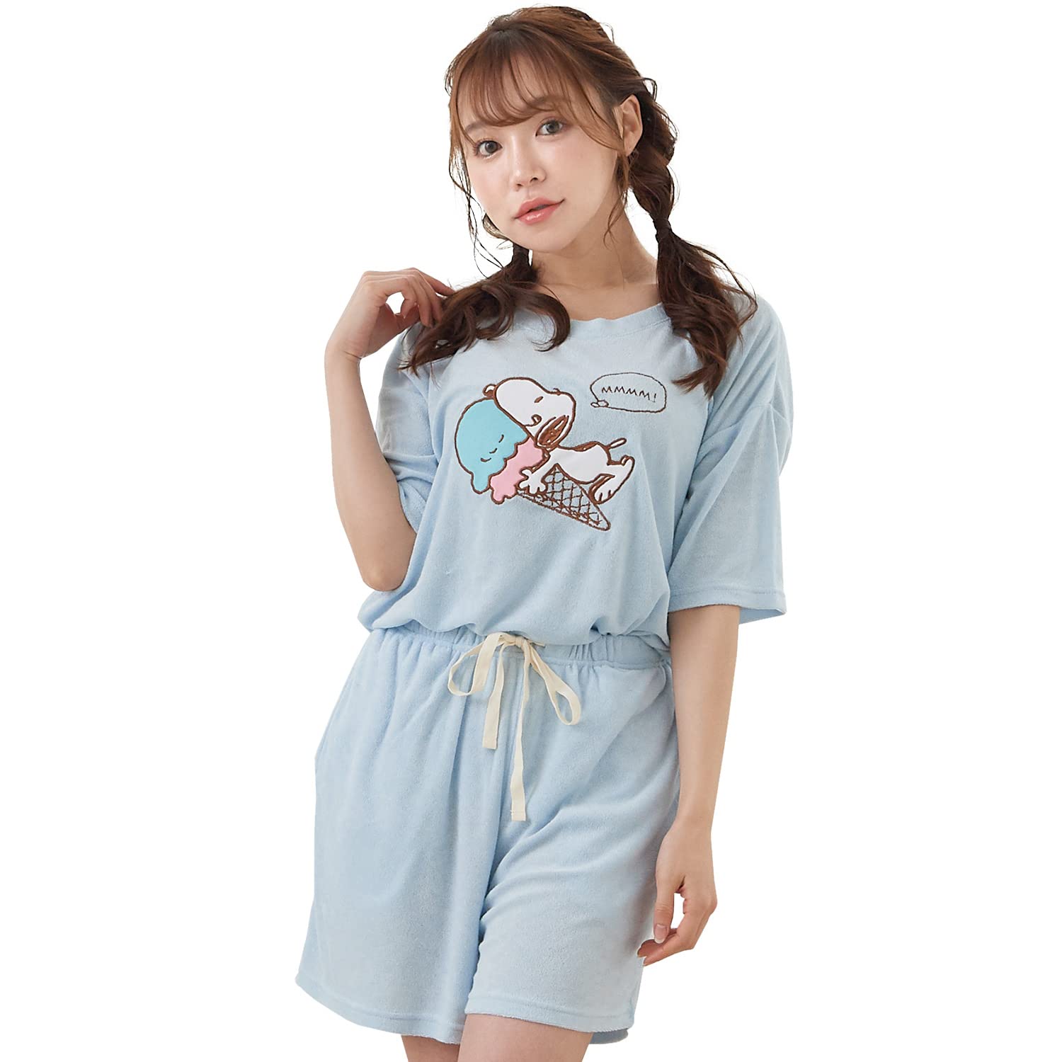 

Пижама Snoopy Room Wear, шорты с коротким рукавом, комплект из верха и низа [Luanna Jena] для женщин и (Саксофон (лед))