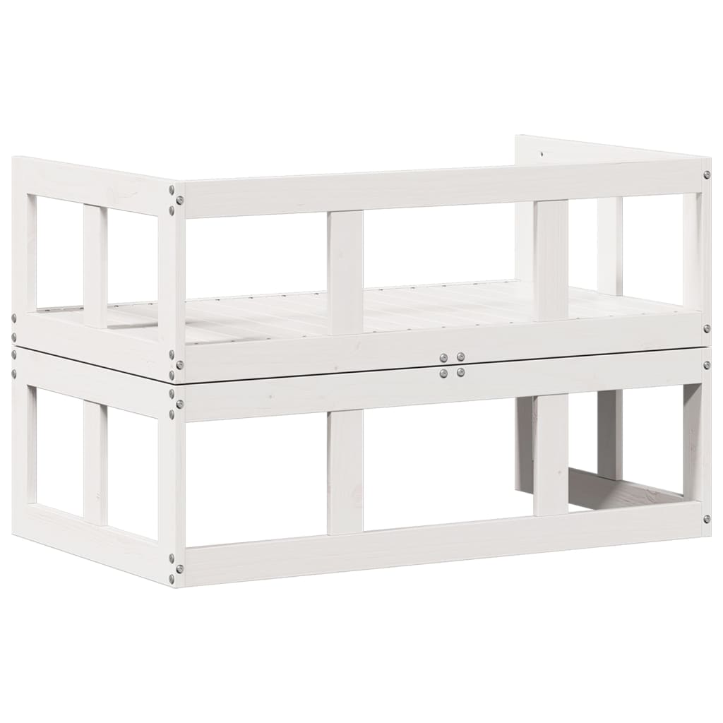 2 In 1 Extendable Garden Sofa White Solid Pine Wood
