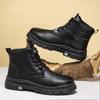 Men's Martin Boots High Top Work Shoes Casual Sneakers Men's Retro Outdoor Black Leather Boots Men's