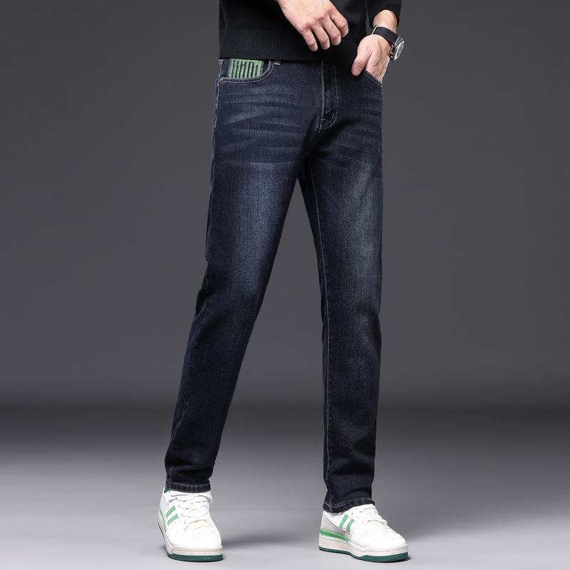 Осенние и зимние высококачественные джинсы мужские свободные прямые брюки зимние теплые мужские брюки 28