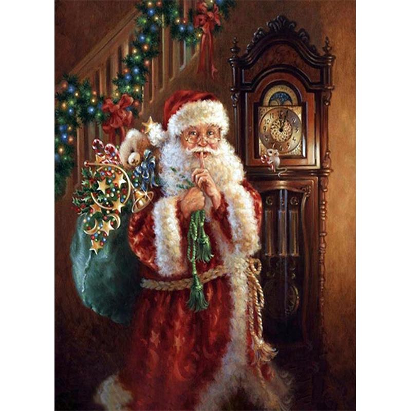 Fai da te Cartone Animato Pupazzo di Neve Pittura Diamante 5D Trapano Rotondo Completo Babbo Natale Ricamo Diamante Regalo di Natale Kit di Ricamo Regalo