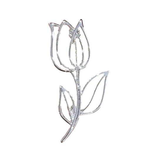 Broche de Aleación para Mujer Forma de Flor de Rosa Hueca Pin de Solapa Trajes Abrigos Bolsos Bufandas Insignia Accesorio Versátil