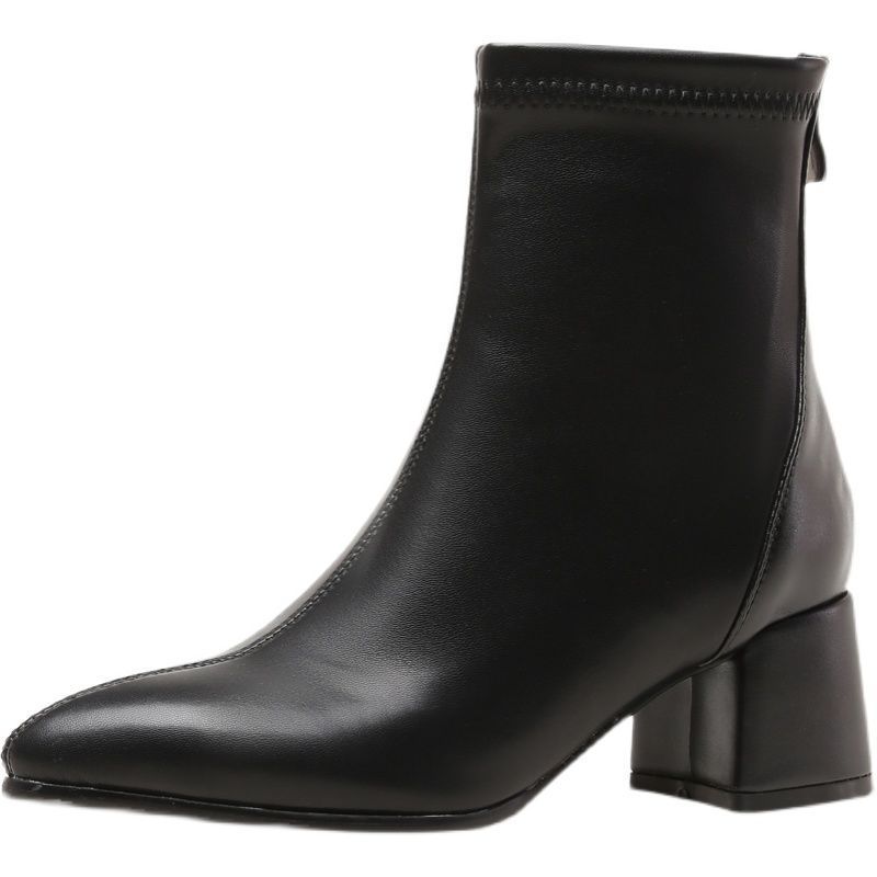 Herbst und Winter neue kleine Größe Martin Stiefel Damen 313233 elastisch dünn spitz große Größe Damen Kurzstiefel 41-43 dicker Absatz 40