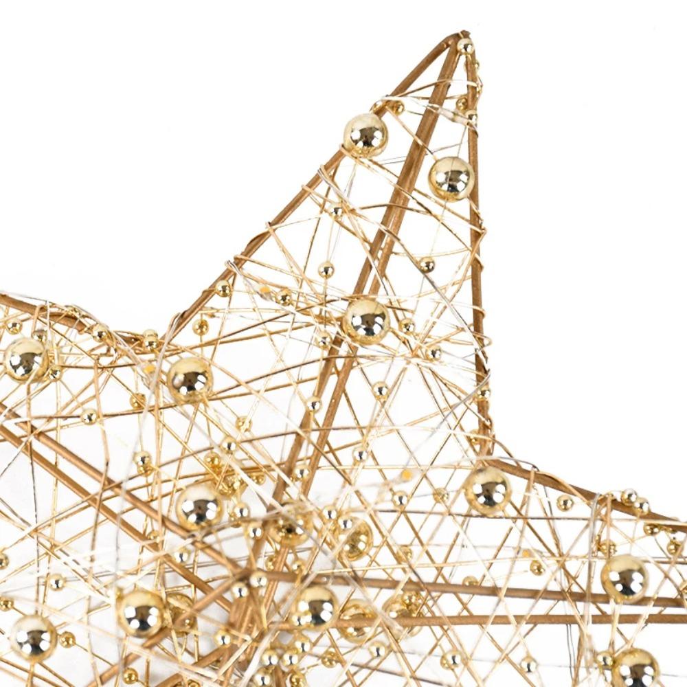 Pearl Wire Christmas Tree Star Topper Gold Iron Sparkling Night Light  Party Decor