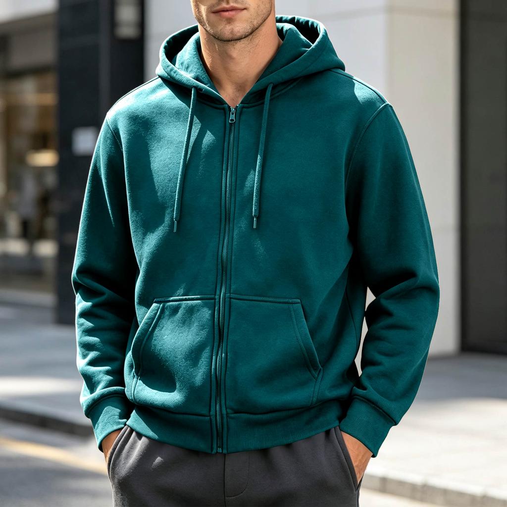 Herren Freizeit Kapuzenpullover mit Reißverschluss Farbe