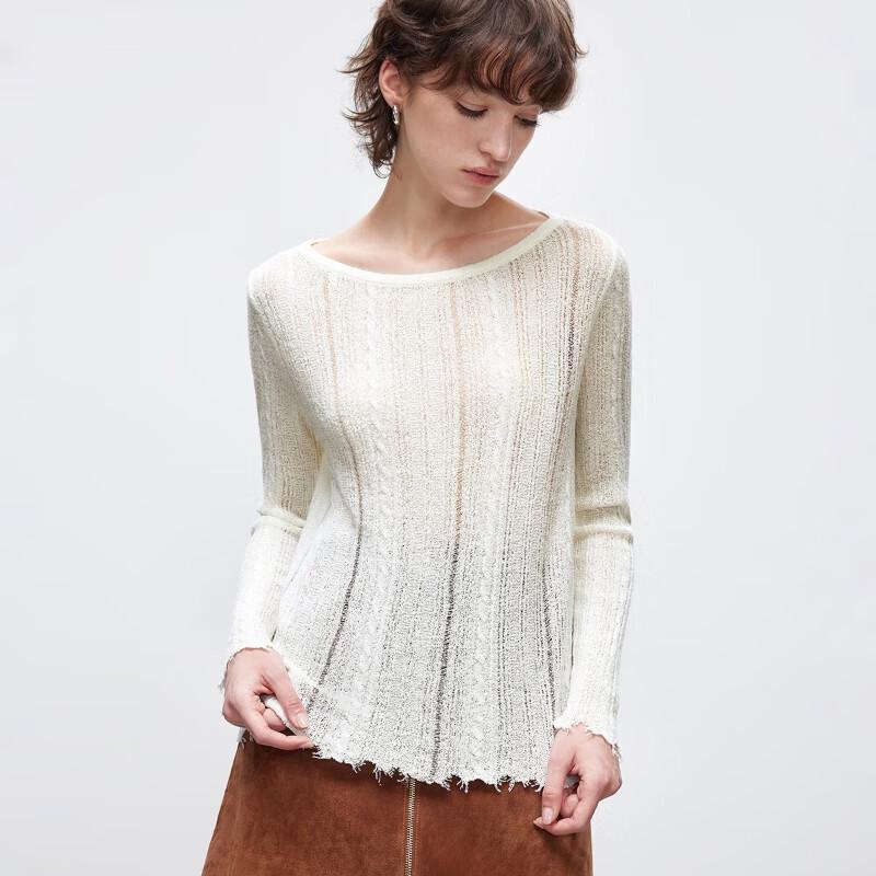 ONLY 2025 Autumn Relaxed Fit Raw Edge Knit Sweater