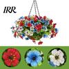 Decorative Flower Basket Artificial Hanging with for Outdoors, 4th of July Patriotic Faux Violet Flowers Flowers, UV Resistant Fake Plants