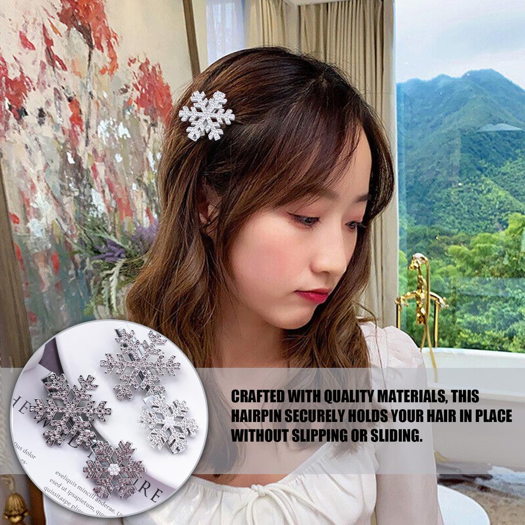 Cute Sparkling Snowflake Duckbill Hairpin Beautiful Snowflake Hairpin Hair Clip Hair Accessory for Fashion Enthusiasts
