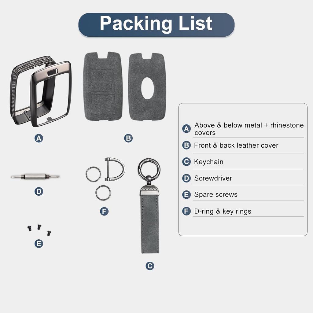 YO&YOYE For Land Rover Key Fob Cover With Keychain Leather Key Case Protector Compatible With Land Rover Vogue Range Discovery Rover Sport (Model2,