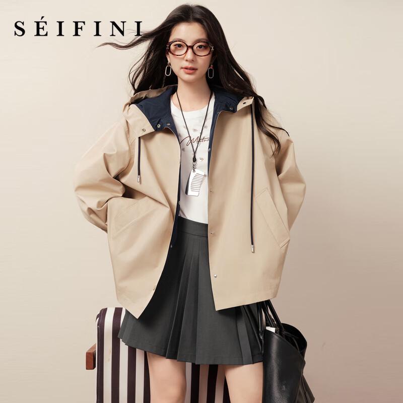 S EIFINI Women s Oversized Lantern Sleeve Trench Coat S