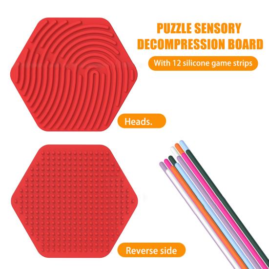 Tablica sensoryczna uspokajająca, łagodząca stres, silikonowa taśma, zabawka sensoryczna, rozwój umiejętności motorycznych, dzieci, dorośli, edukacyjna, sześciokątna, zajęta gra planszowa