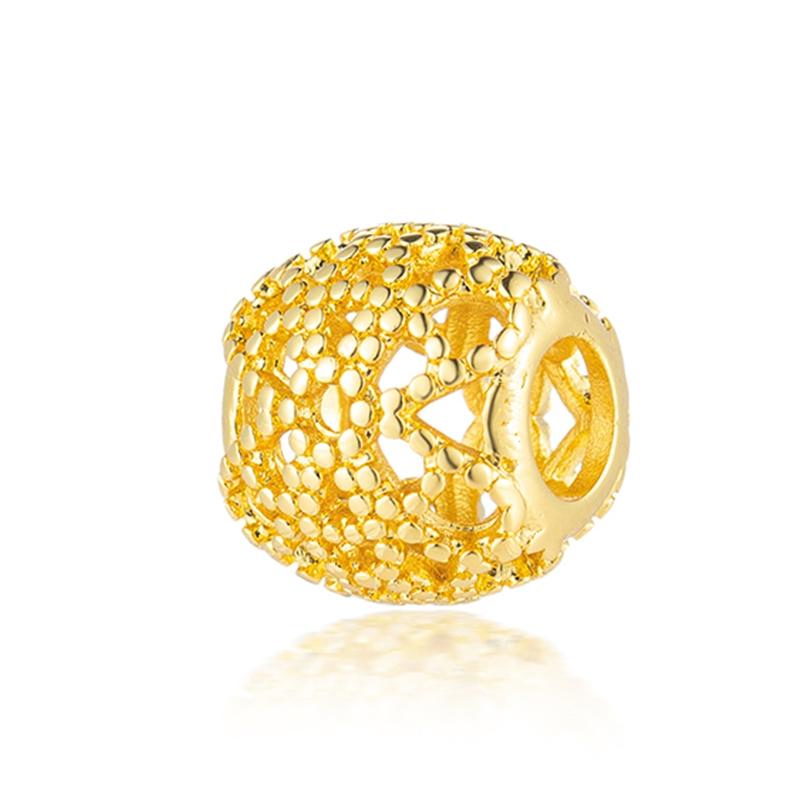 Gold Plated Heart Flower Clip Charm Beads Dangle For Snake Bracelet Necklace DIY Jewelry Women Gift Sparking