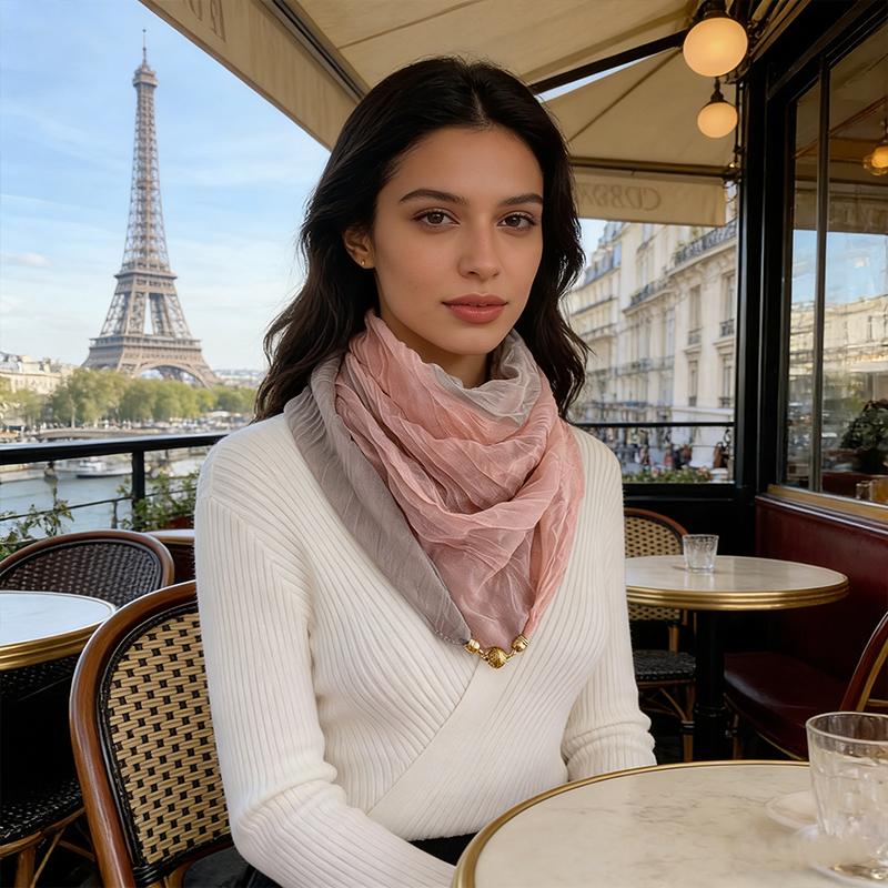 Women Scarf for Women Fashion Square Scarf Bohemian With Magnetic Buckle Casual Long Pleated Outings