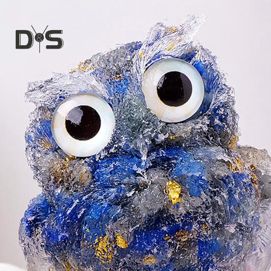 Přírodní křišťálová figurka sovy Ručně vyrobená socha sovy z pryskyřice naplněná křišťálovými kameny Stolní ozdoba sovy pro domácí kancelář Dekorace auta Reiki léčení