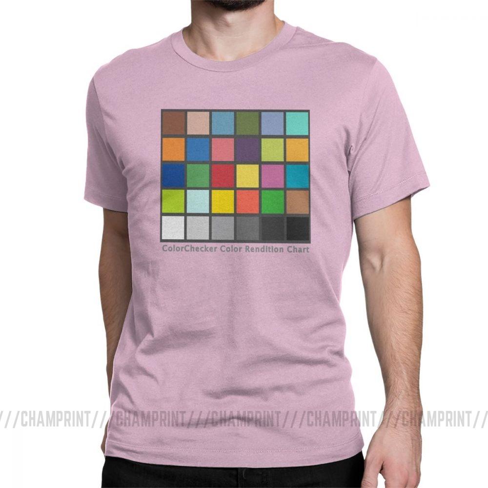 Herren Color Checker Tabelle T-Shirt Vintage Baumwolle T-Shirt Kurzarm Fotograf T-Shirt Rund