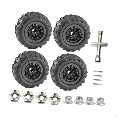 4Pcs RC Car Wheels and Tires Set 85mm Easy Installation Black Spare Parts Replacement for 16101Pro