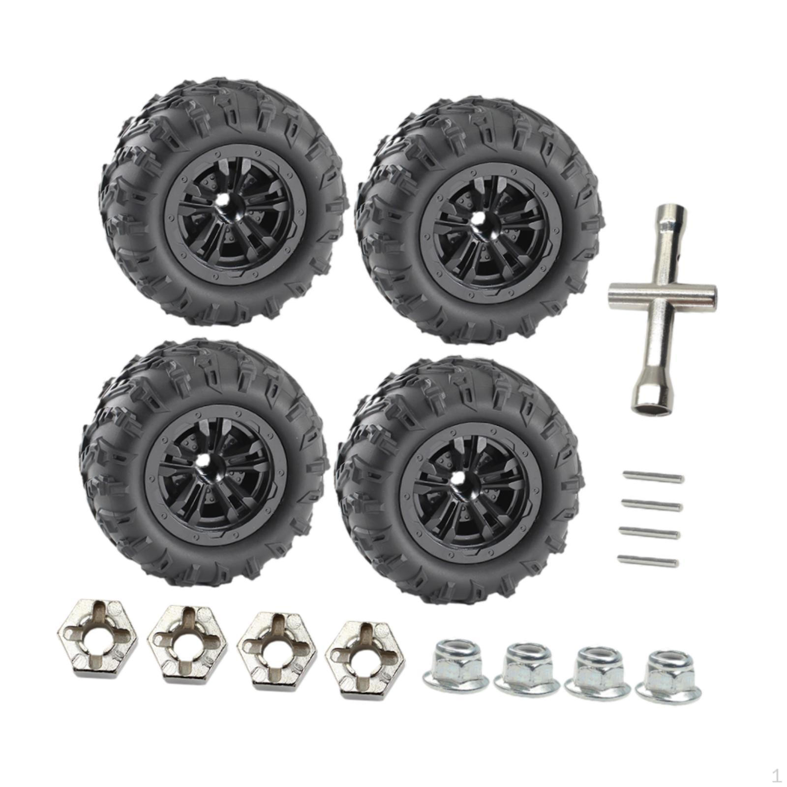 

4Pcs RC Car Wheels and Tires Set 85mm Easy Installation Black Spare Parts Replacement for 16101Pro