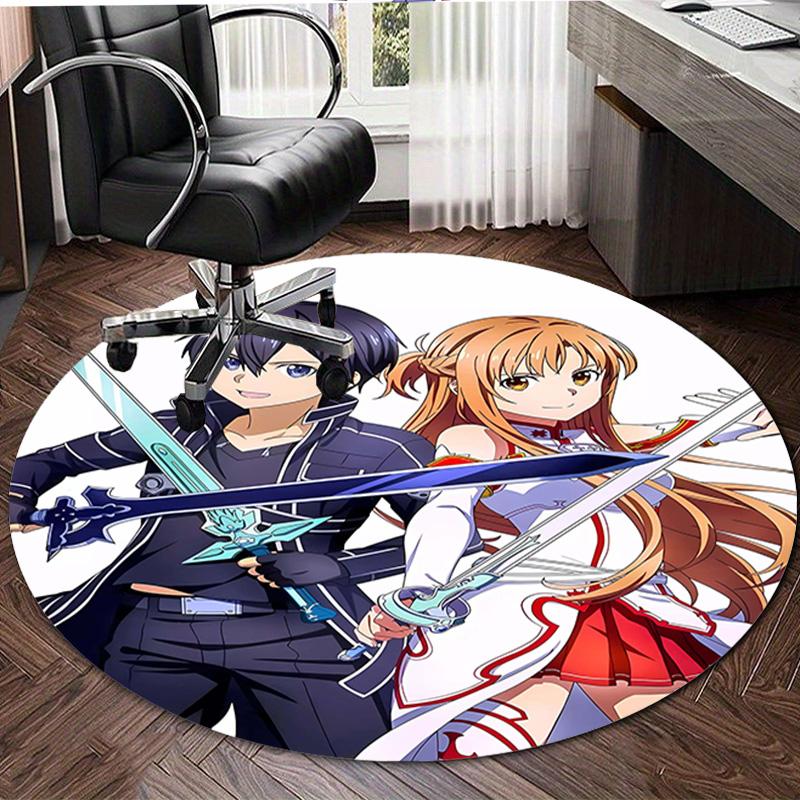 1pc Sword Art Online1 Design Printed Area Round Carpet for Bedroom Living Room Home Decor Rugs Mat Non Slip Mat Rug for Bedside