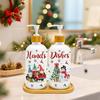 Set de 2 Dispensadores de Jabón Navideños, Decoración Navideña para Cocina, Dispensador de Jabón de Gnomos de Navidad con Bandeja para Decoraciones Interiores del Hogar