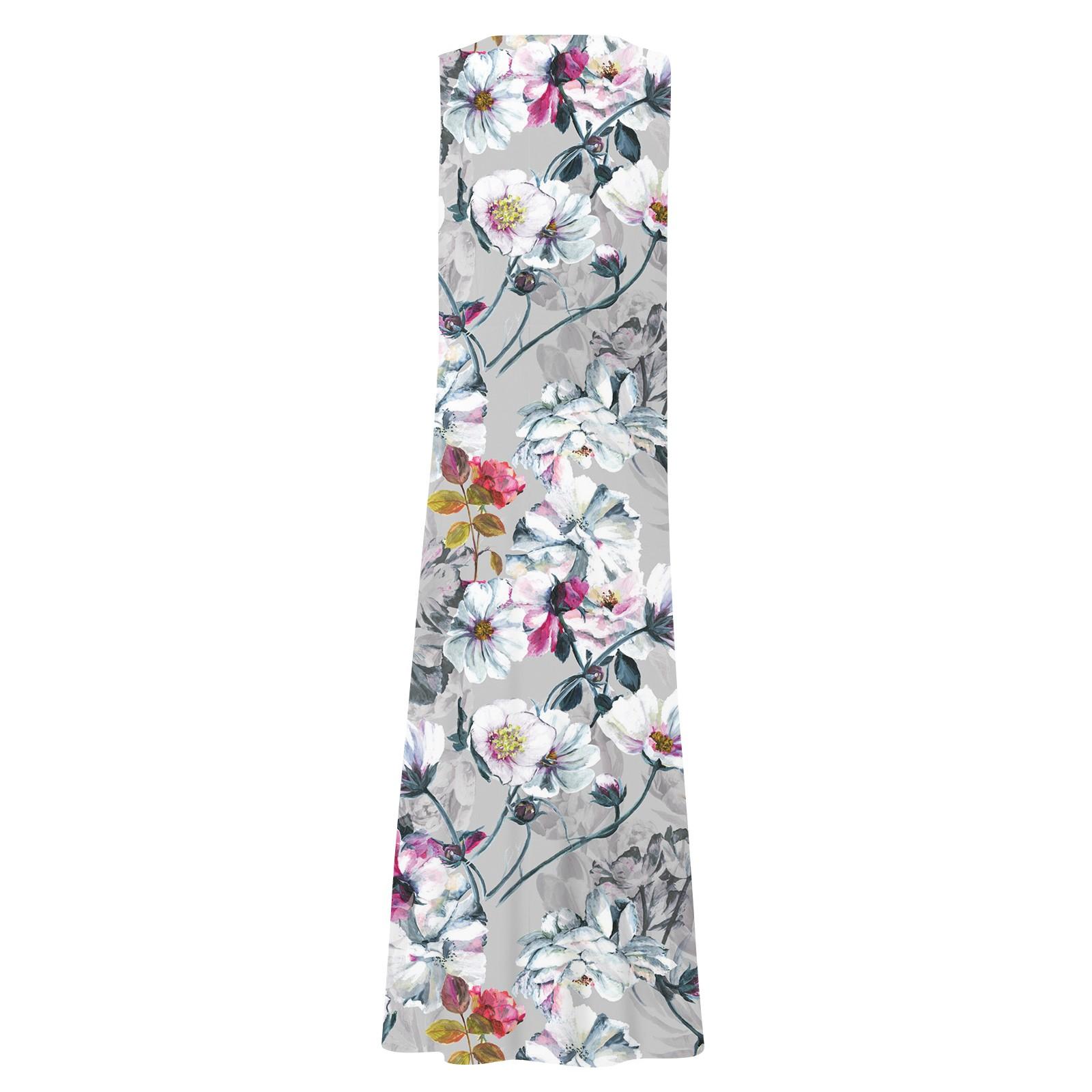 Женское повседневное удобное хлопковое карманное платье без рукавов с цветочным принтом — фото 6